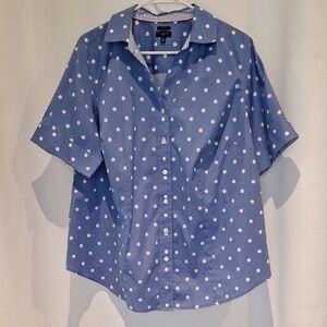Talbots Short Sleeve Polka Dot Blouse Size 14w